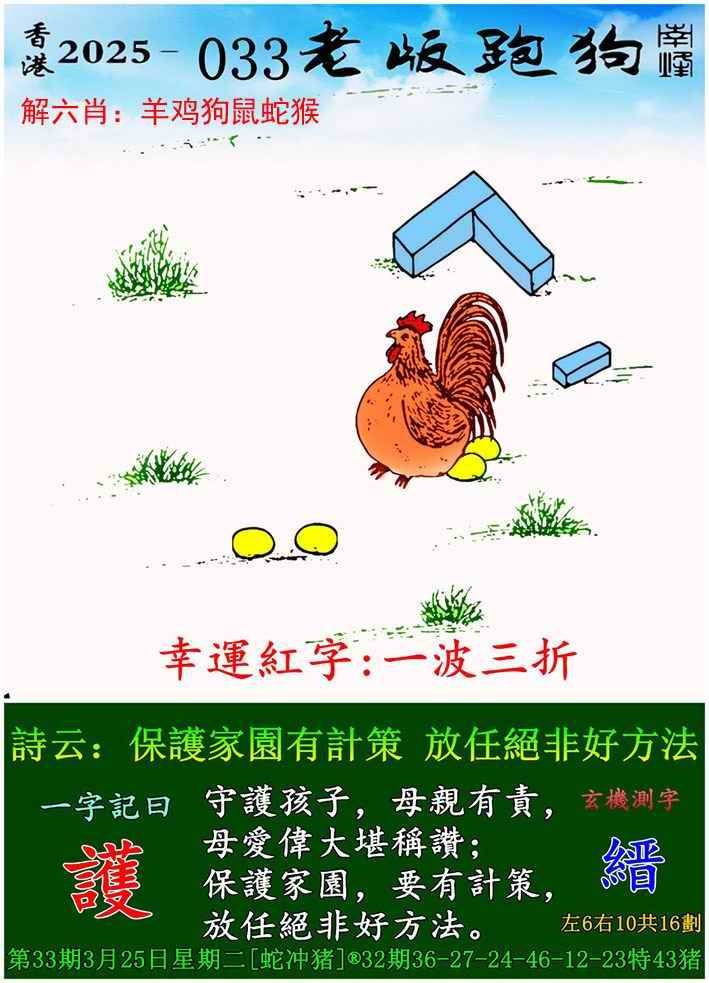 2025年033期 老版跑狗图