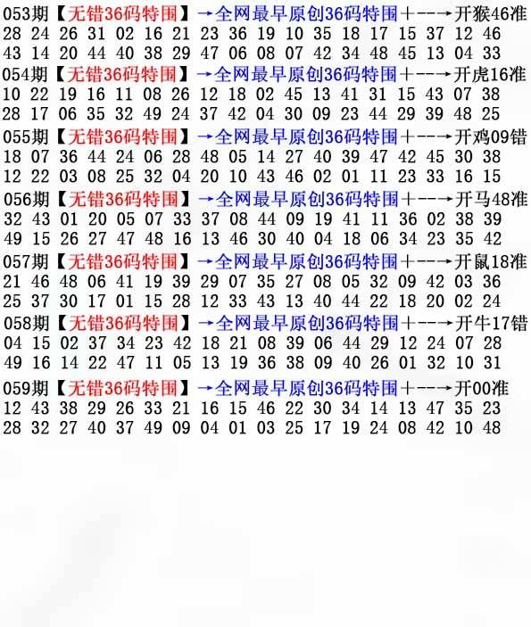 2025年059期 无错36码