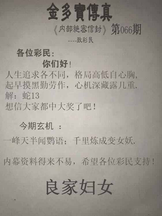 2025年066期 金多宝传真