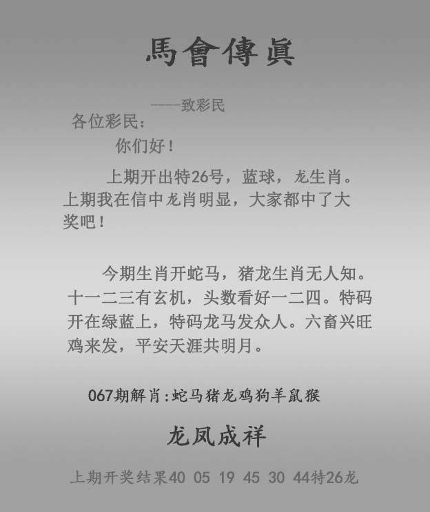 2025年067期 马会传真
