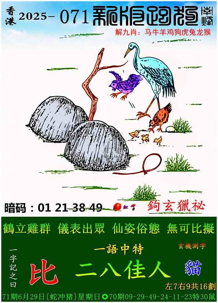 2025年071期 新版跑狗图