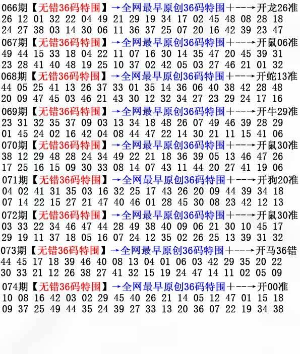 2025年074期 无错36码