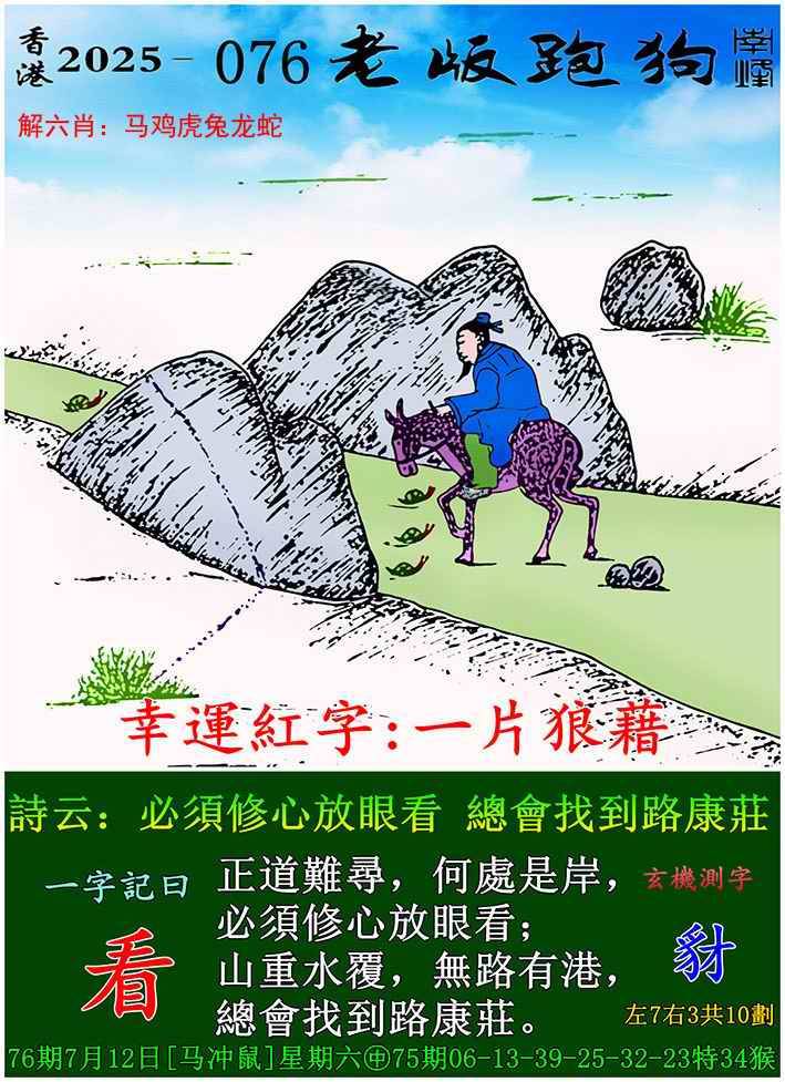 2025年076期 老版跑狗图