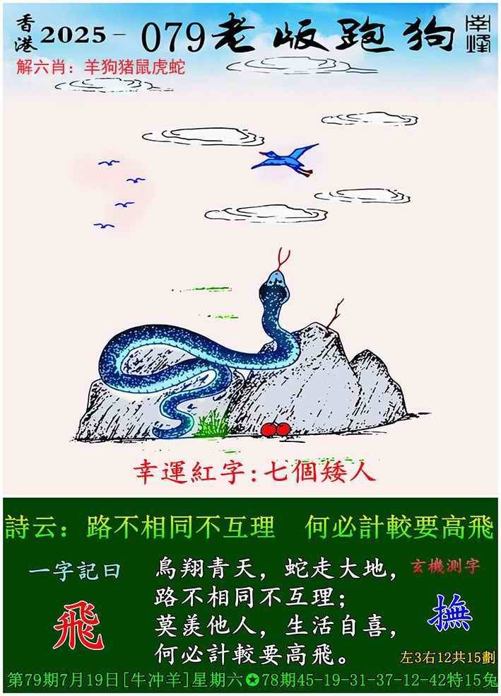 2025年079期 老版跑狗图