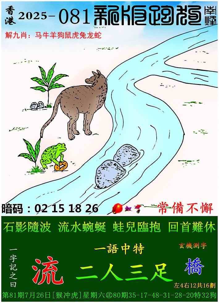 2025年081期 新版跑狗图