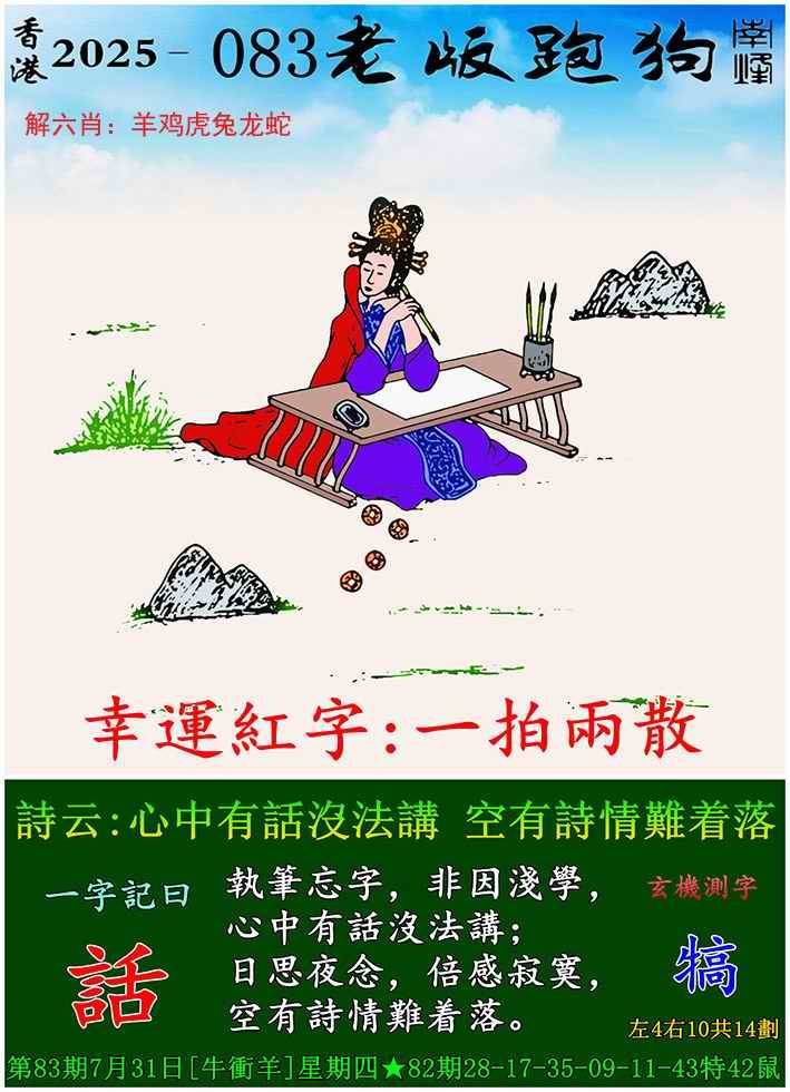 2025年083期 老版跑狗图