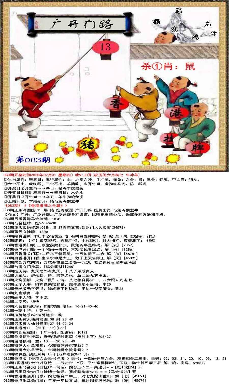 2025年083期 香港挂牌