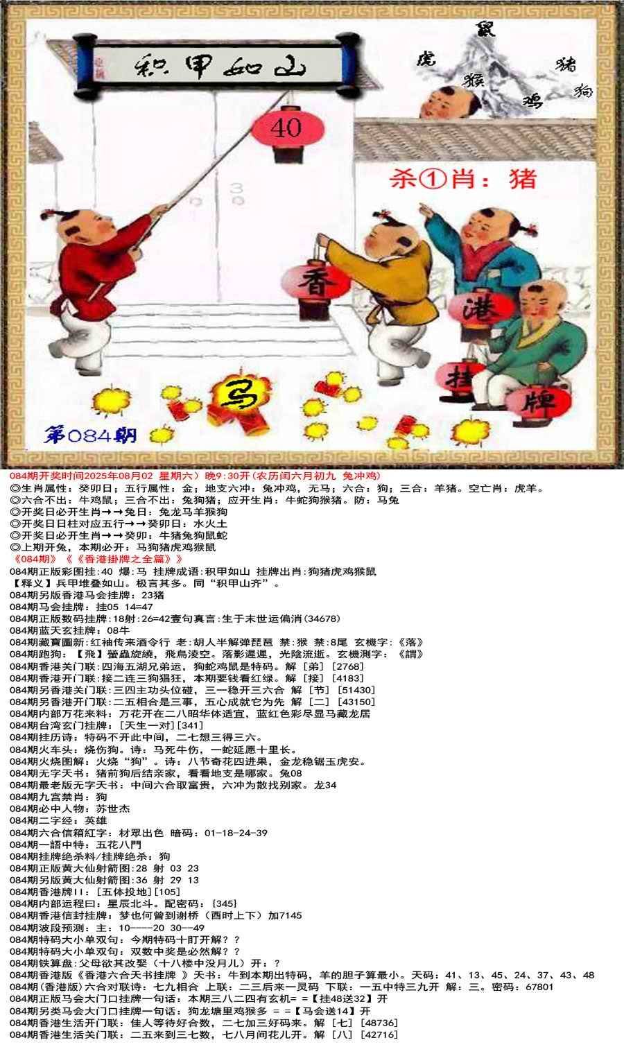 2025年084期 香港挂牌