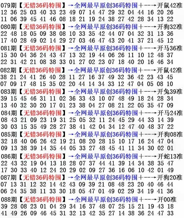 2025年088期 无错36码