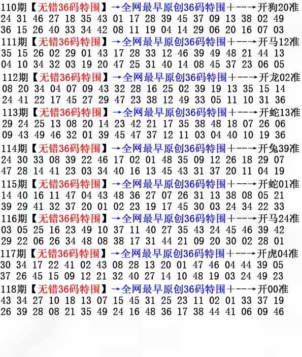 2025年118期 无错36码