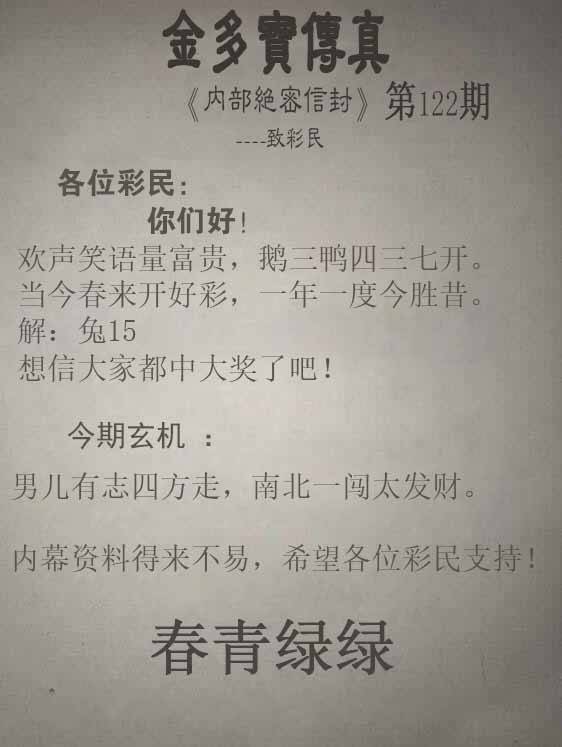 2025年122期 金多宝传真