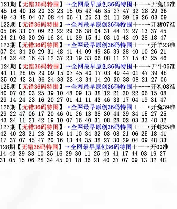 2025年128期 无错36码