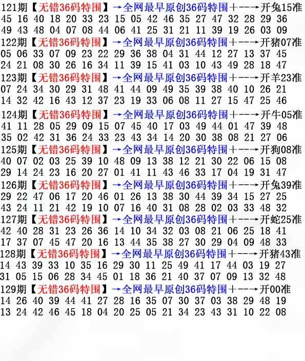 2025年129期 无错36码