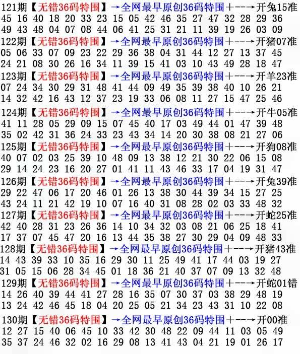 2025年130期 无错36码