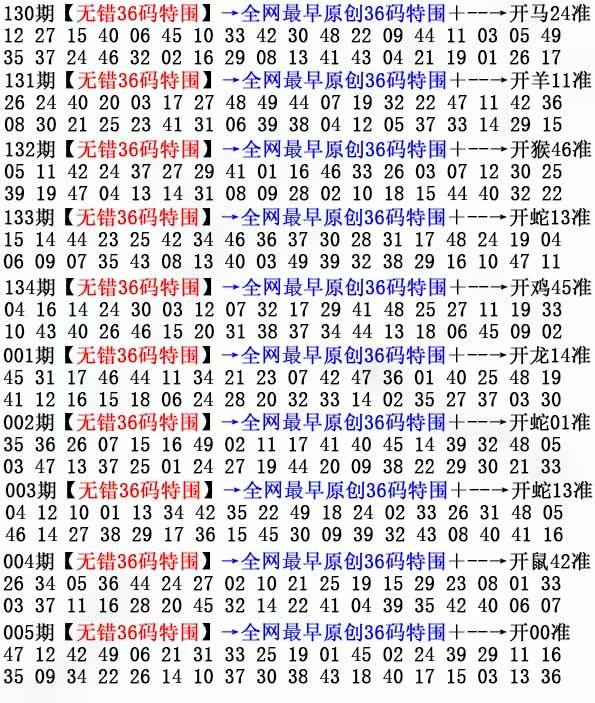 2026年005期 无错36码