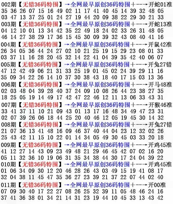 2026年011期 无错36码