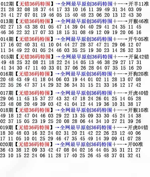 2026年020期 无错36码