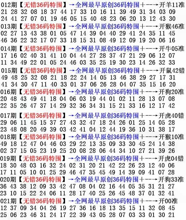 2026年021期 无错36码