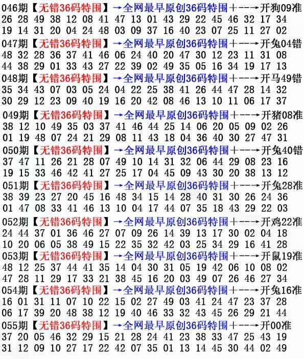 2026年055期 无错36码