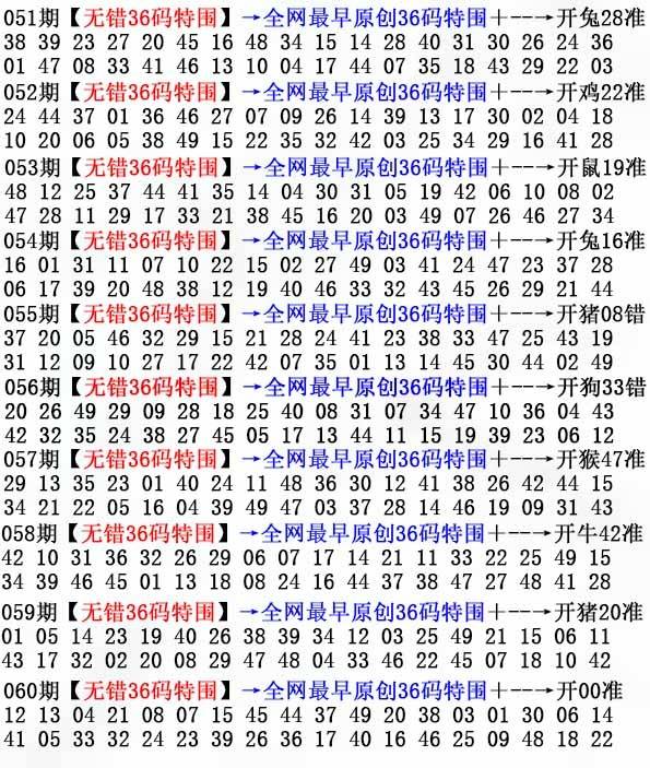 2026年060期 无错36码