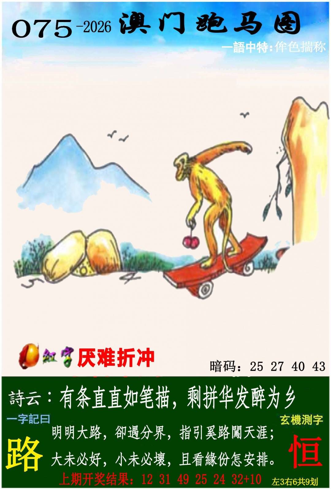 →→075期：澳门彩评论专帖←←